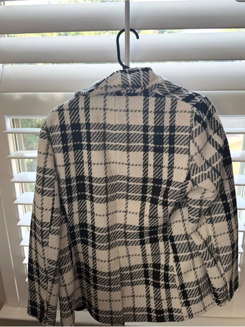 H&M Black and White Plaid Blazer Jacket